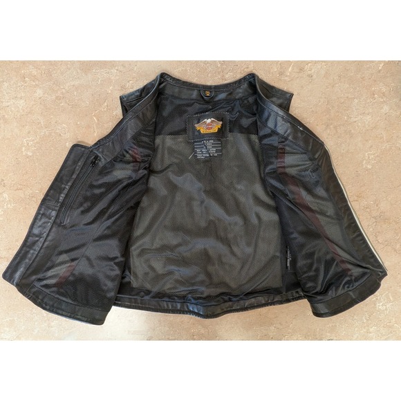 VTG Harley Davidson Women 2XL Leather Motorcycle Vest Gloves Set Black Red White - Picture 14 of 16